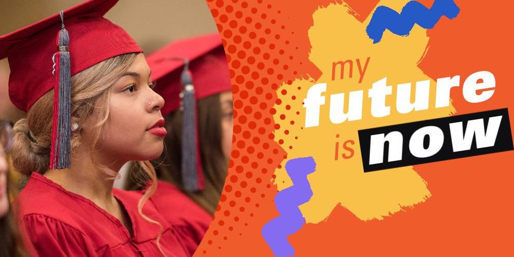 This is a graphic of an Adult Ed graduate with a message
